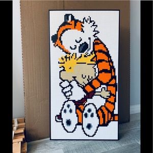 Artist Signed Calvin And Hobbes LEGO Wall Art